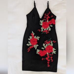 Forever 21 Black Dress with Red Floral Design